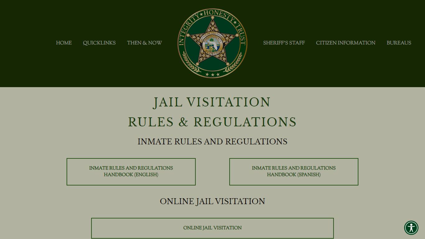 JAIL RULES AND VISITATION — Marion County Sheriff's Office